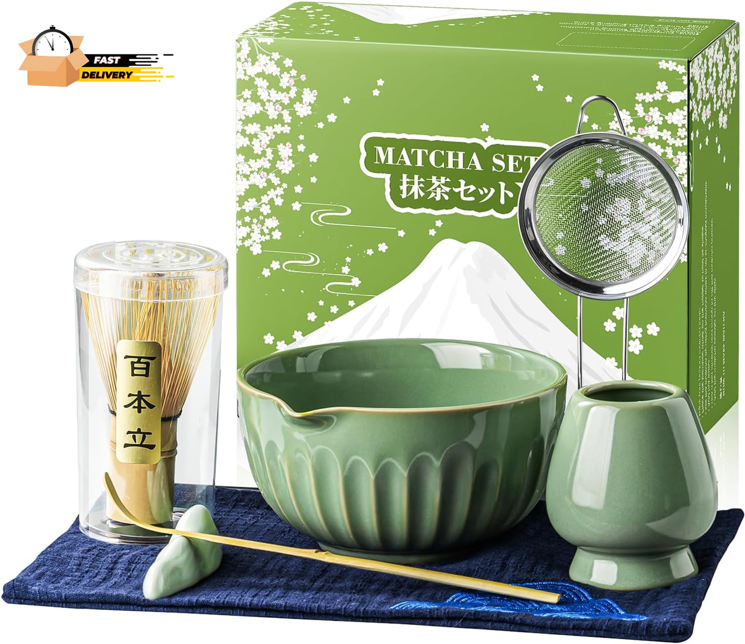 Matcha Whisk Set, Matcha Kit Includes Ceramic Matcha Bowl, 7 Pcs Matcha Tea Gre