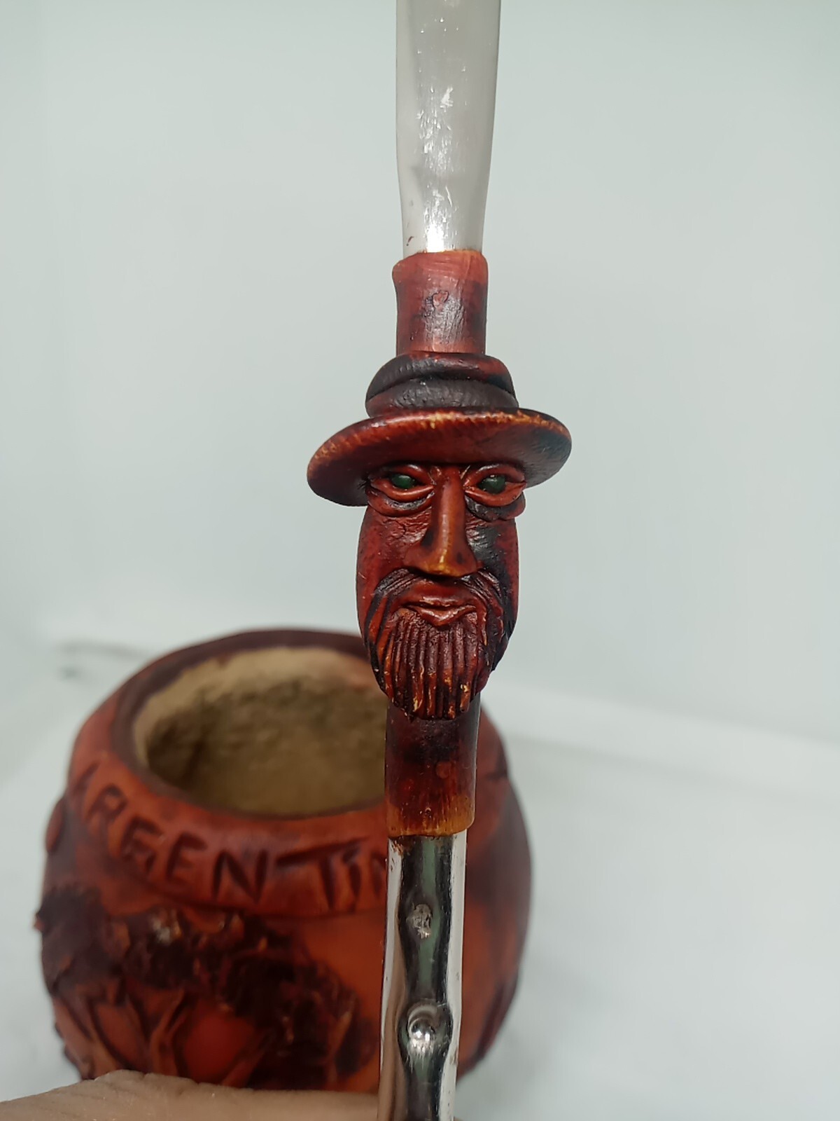 Argentina Unique Hand Made Wooden Yerba Mate Cup & Bombilla W Nature Design.