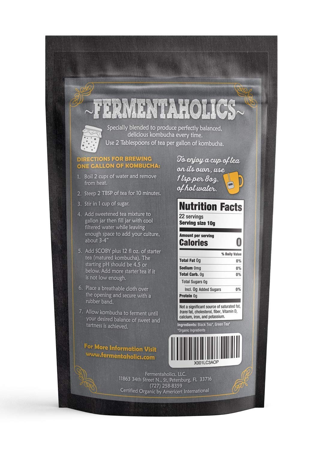 USDA Certified Organic Kombucha Tea Blend 8 oz | Makes 22 Gallons | Kosher Ce…