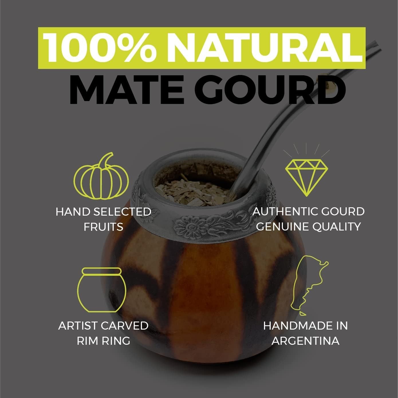 Handmade Yerba Mate Gourd Set – Authentic Argentina Mate Cup