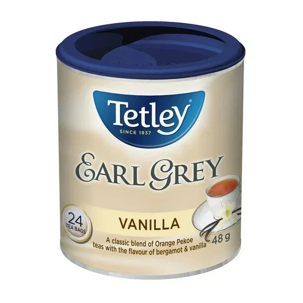 Tetley Tea Bags Earl Grey Vanilla 24 Count 48g – Made in Canada – We pay Tariff