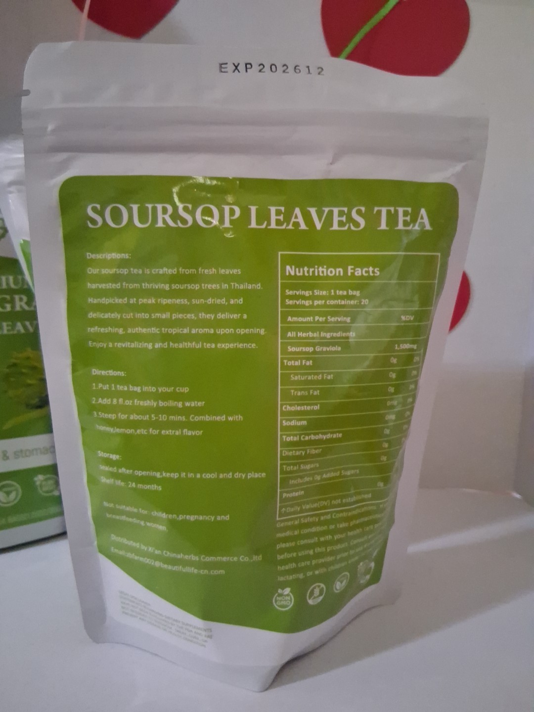 X3 Premium Soursop Graviola Leaf Tea Bags 100% Natural/Pure 20 Bags Ea Exp 12/26