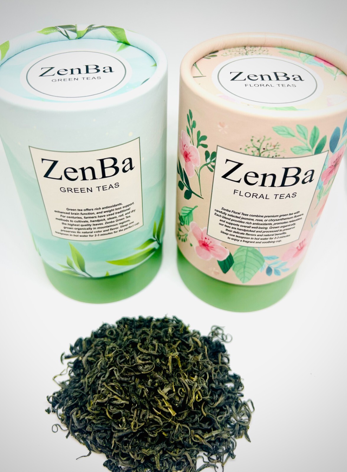 ZenBa Premium Tea Collection 4Bx of Green Floral Tea with Fresh Loose Leaf Teas