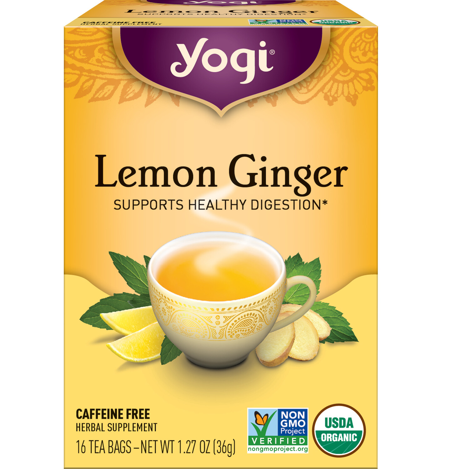 Yogi Tea – Lemon Ginger Tea (4 Pack) Caffeine Free – 64 Organic Herbal Tea Bags