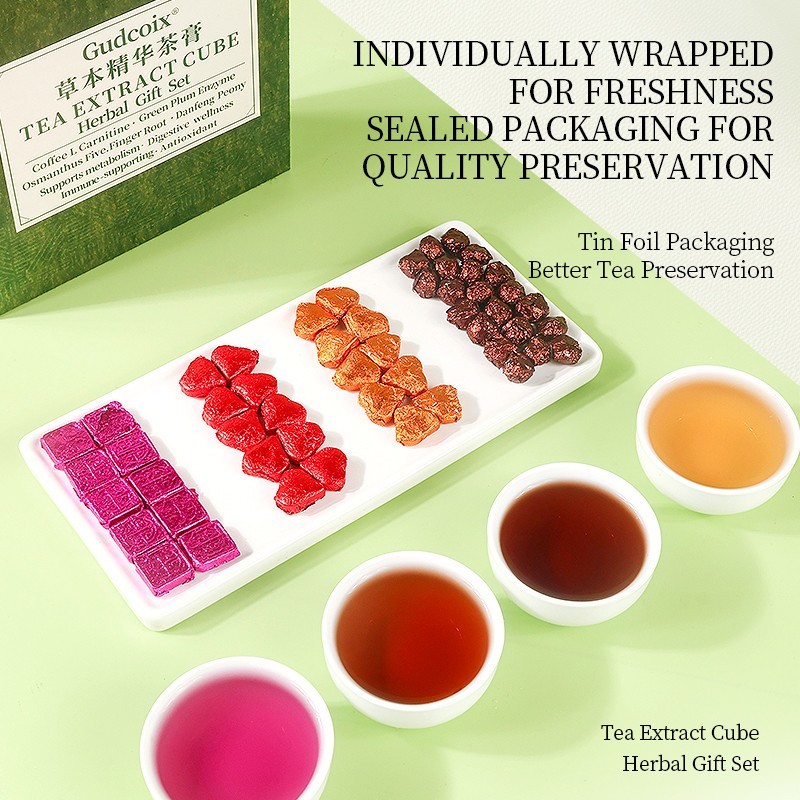 Herbal Tea Extract Cube Gift Set 4 Flavors Concentrated Tea Cubes Premium Box