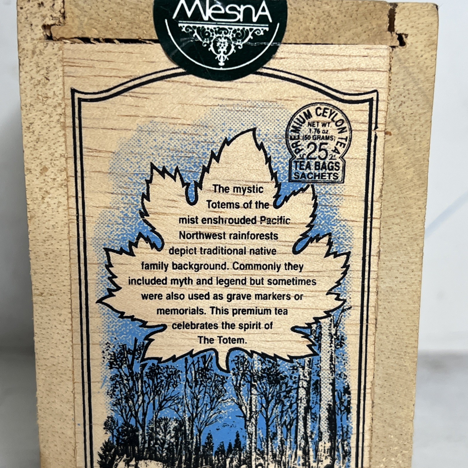 Vintage Mlesna Totem Pole Maple Blueberry Tea Wooden Box – 25 Bags Ceylon