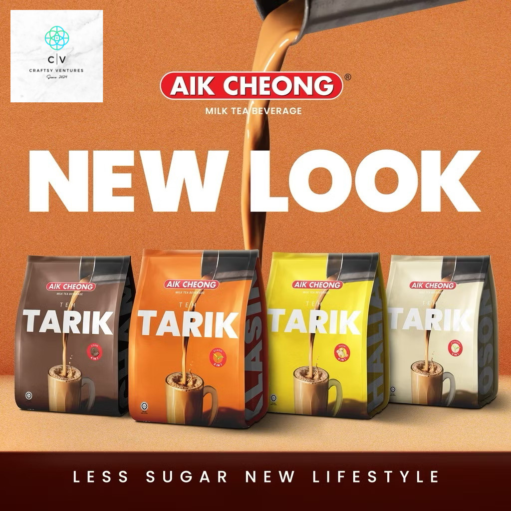 4 x AIK CHEONG 4 in 1 Teh Tarik Halia (Malaysian Pulled Tea w Ginger) 38gm x 12s