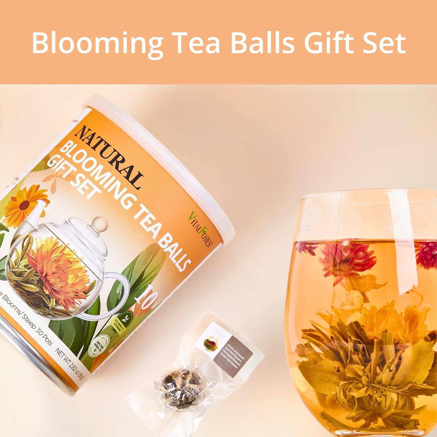 Blooming Tea Gift Set, 10 Unique Varieties Flowering Tea Balls, Individual Pack