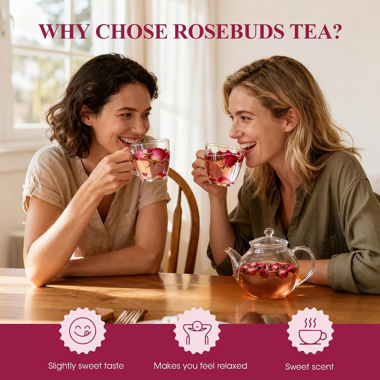 Rose Bud Tea – Dried Red Rose (100% Natural, Pure Flower, Edible Buds, Culina…