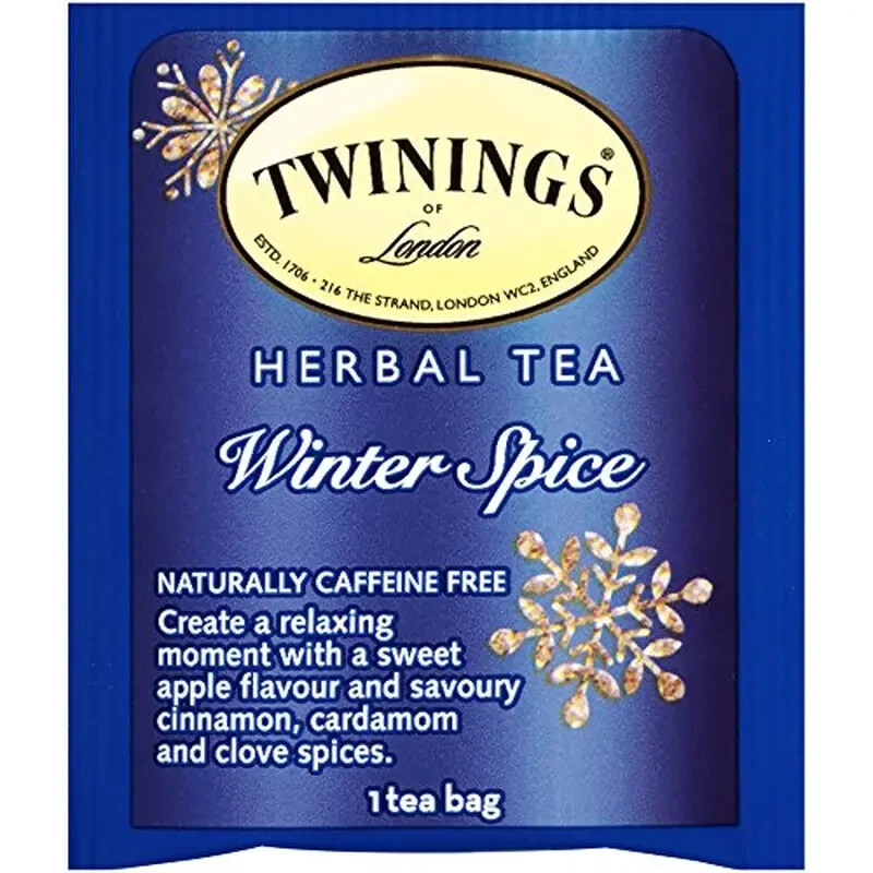 LOT 2 TWININGS WINTER SPICE HERBAL TEA APPLE CINNAMON CARDAMOM CLOVES = 40 BAGS