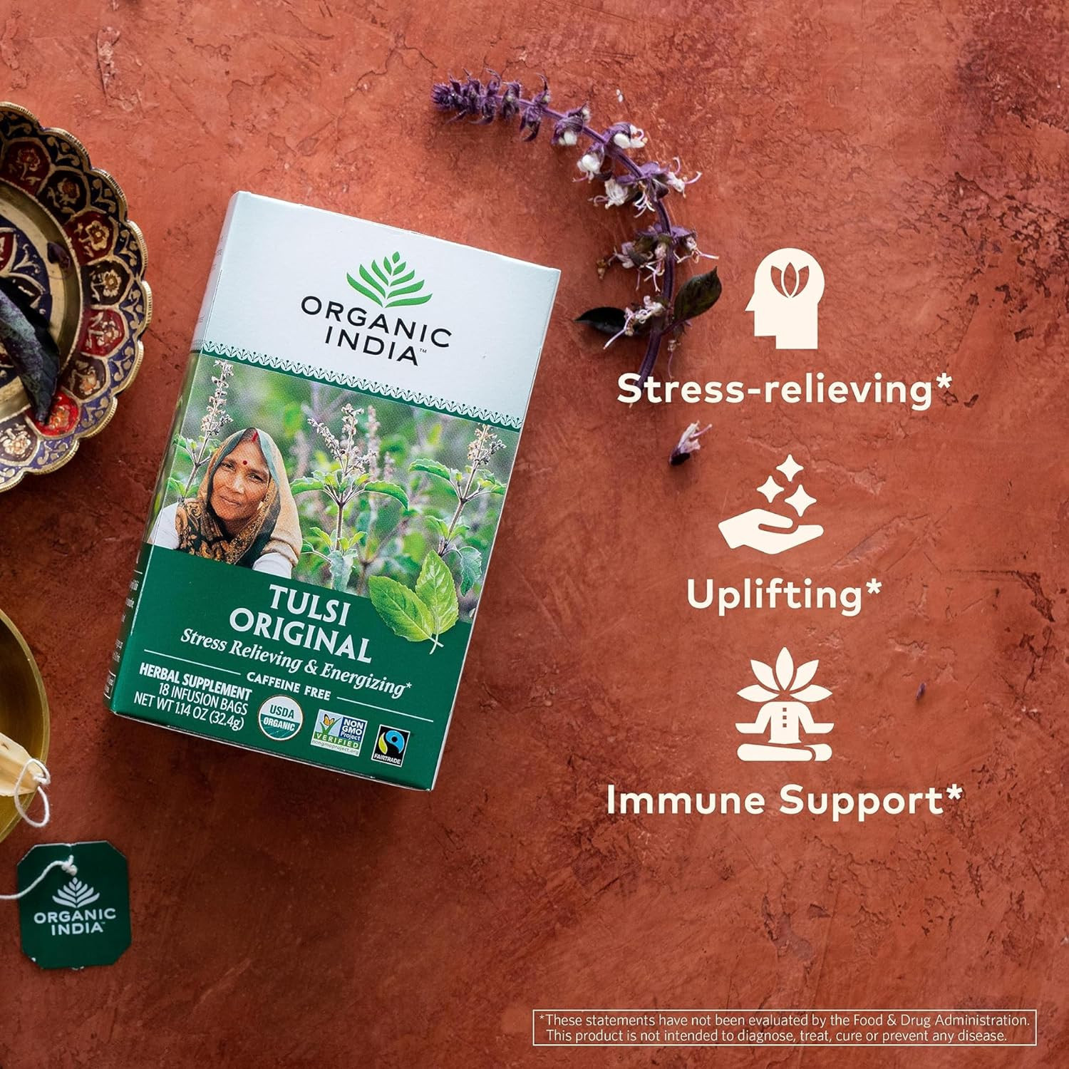 Organic India Tulsi Original Herbal Tea – Holy Basil and African Basil Calming a