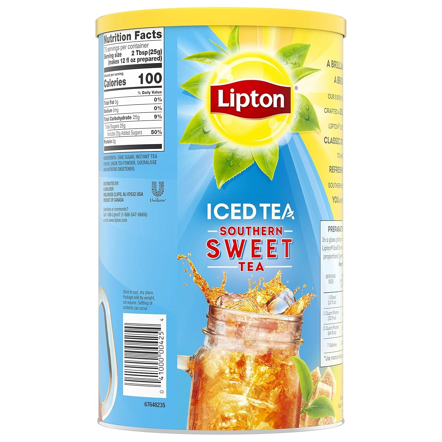 Lipton Southern Sweet Iced Tea Mix, Makes 28 Quarts, 1 Pack