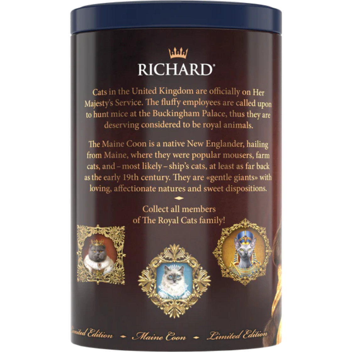 MAINE COON Richard Royal Cat Ceylon Black Tea 20 Pyramids GIFT TIN Limited