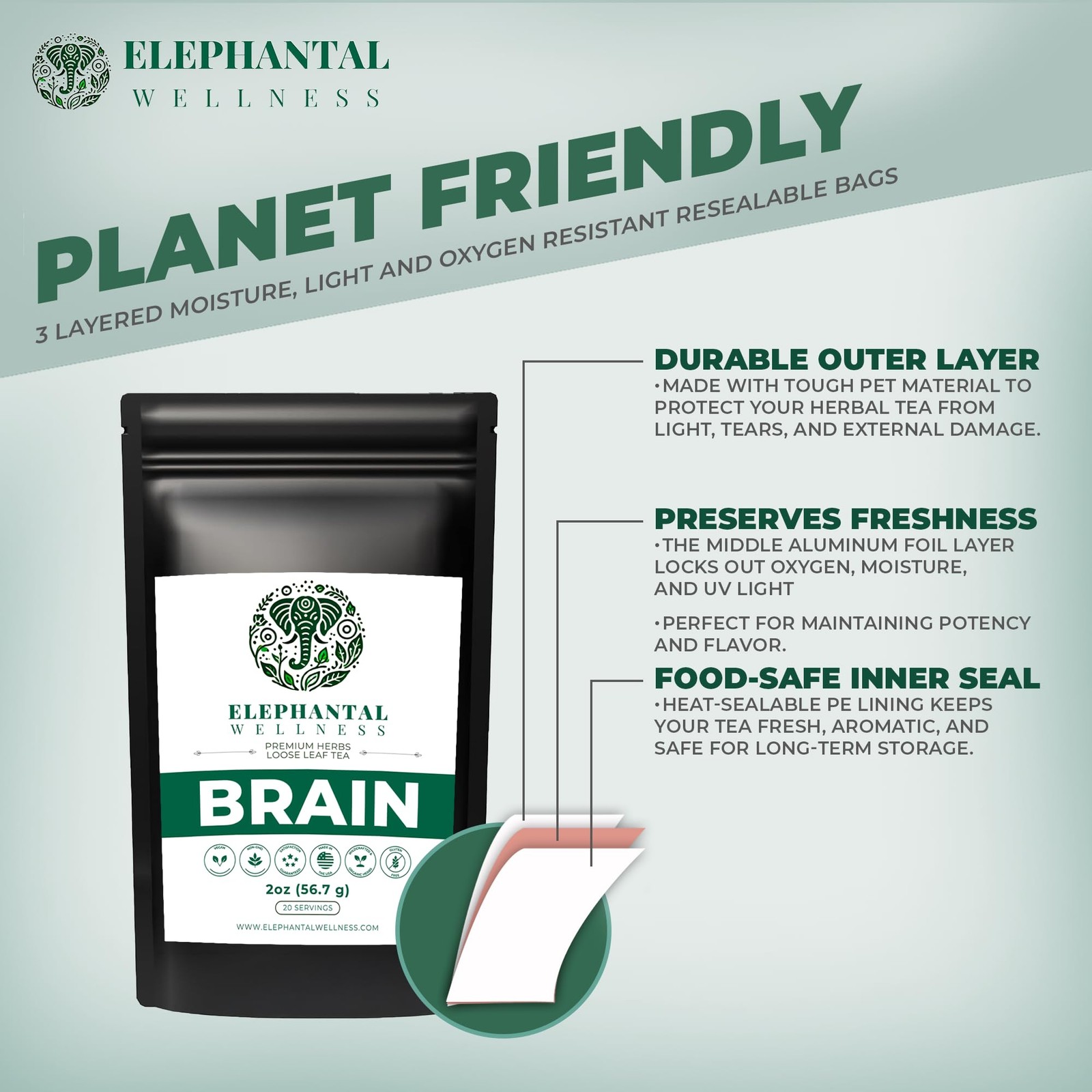 Premium Brain Herbal Tea | Nootropic Focus & Mental Clarity with Ginkgo, Baco…