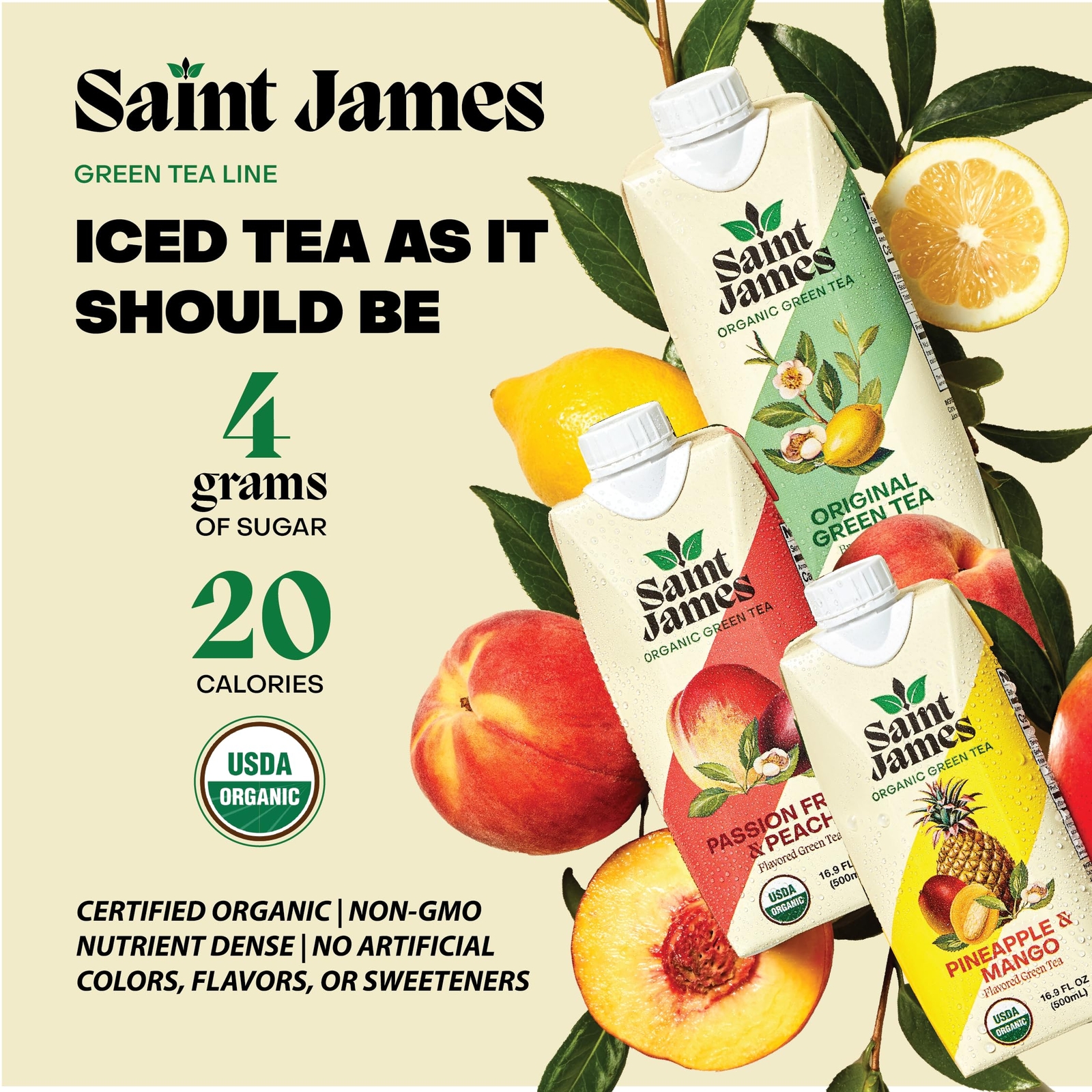 Iced Tea – Organic Green Tea – Non GMO Gluten Free Low Calorie & Low Sugar – …