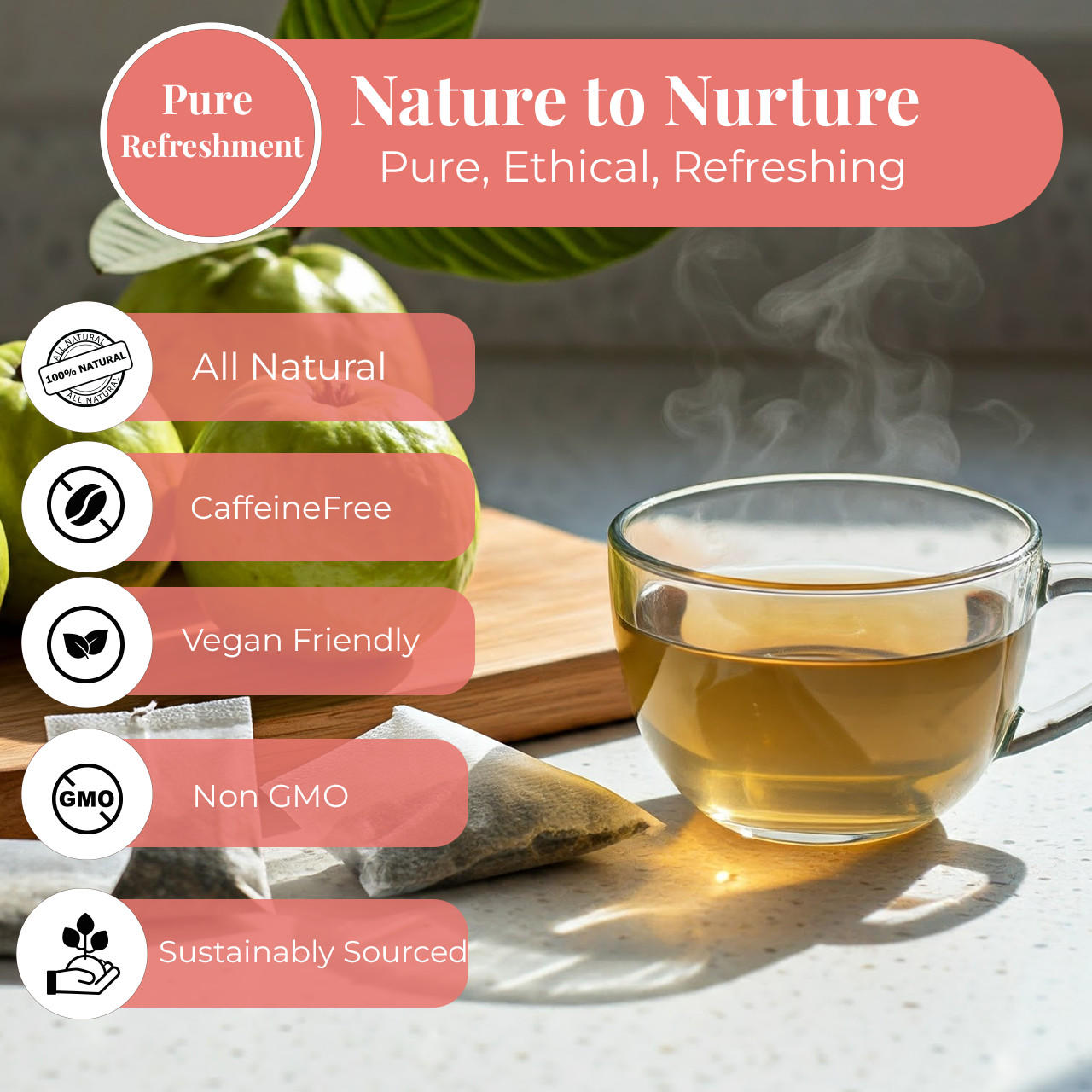 150 Organic Guava Leaf Tea Bags, Pure Guava Leaves Tea, Te de Hojas De Guayaba