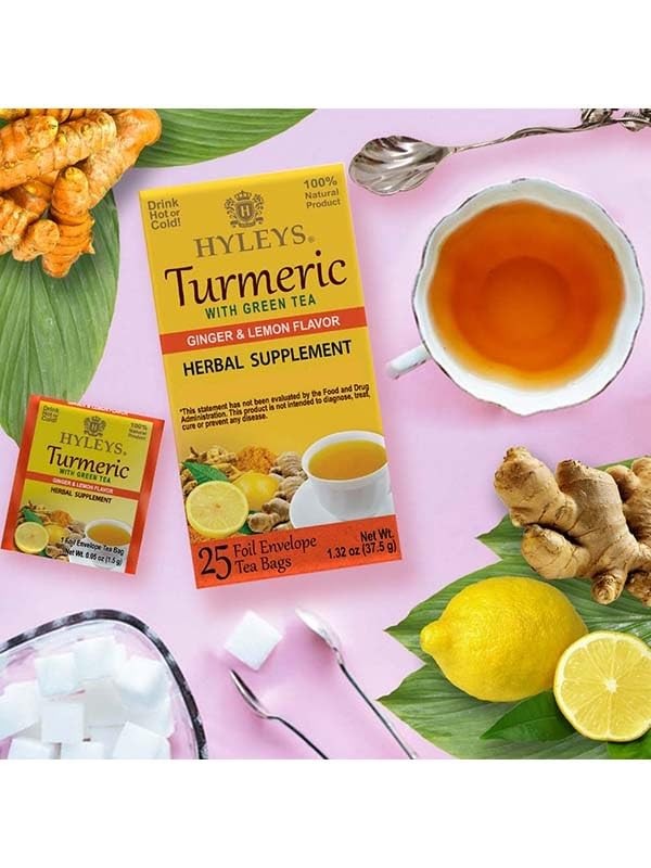 Hyleys Turmeric with Green Tea Ginger & Lemon Flavor 25 Bags