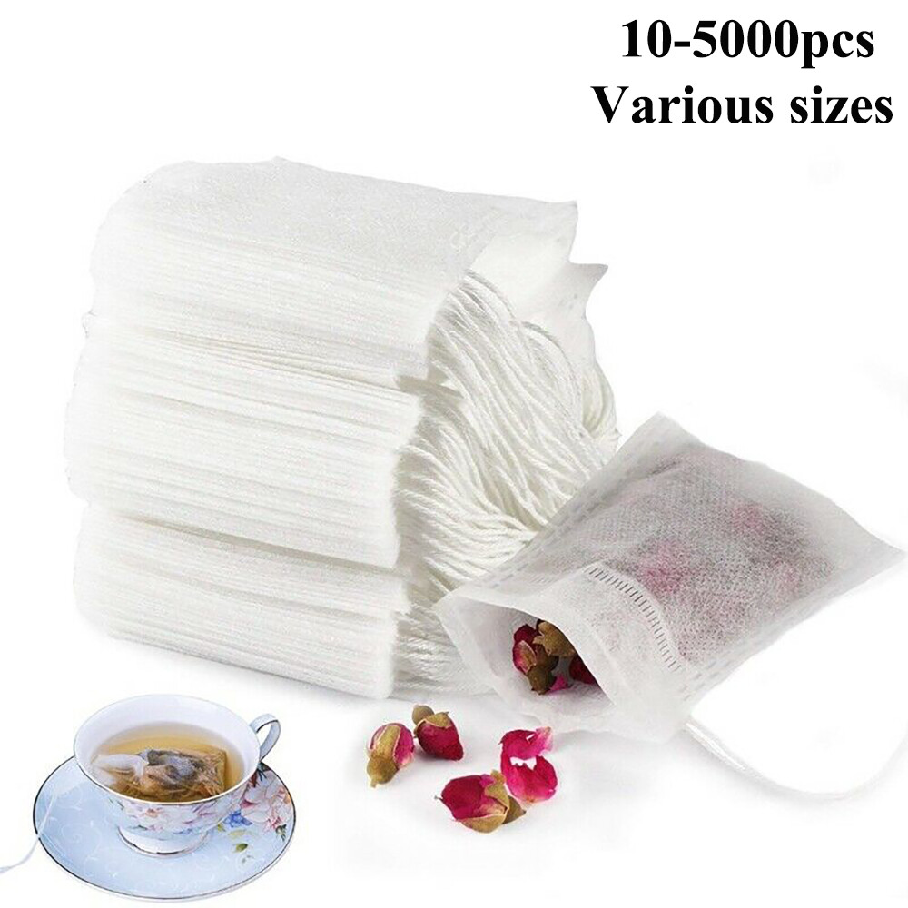 10/3000pcs Tea Bags Empty Non-woven Drawstring Teabag Herb Loose Tea Filter LOT