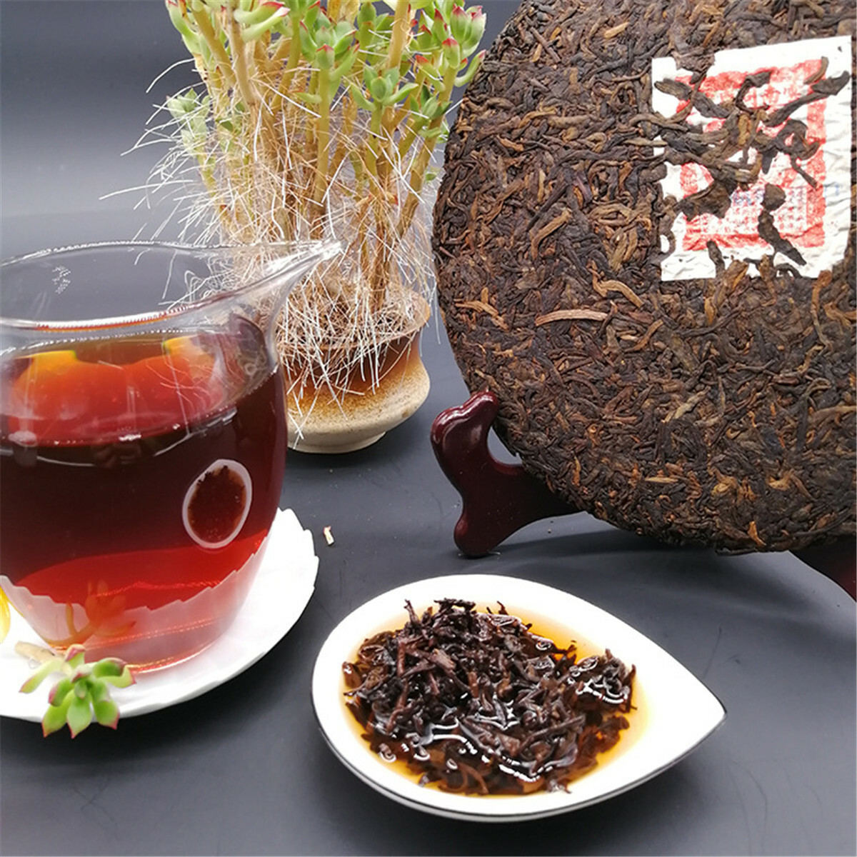【Limited Edition】357g Old Tree Ripe Pu-erh Tea Cake Yunnan Organic Cooked Puer