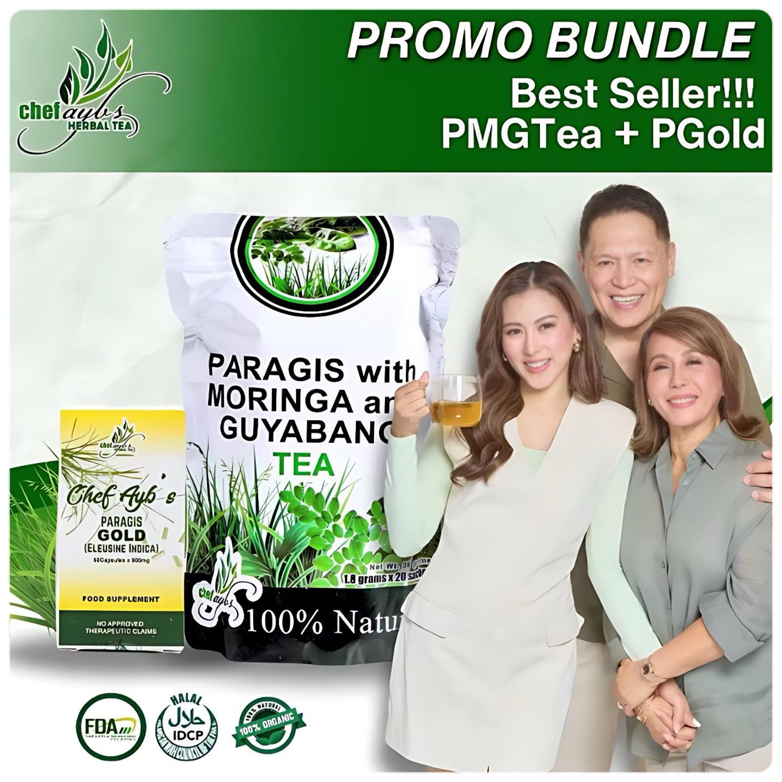 Chef Aybs Paragis Gold 900mg 60 Caps + Paragis Moringa & Guyabano Tea 20 Sachets