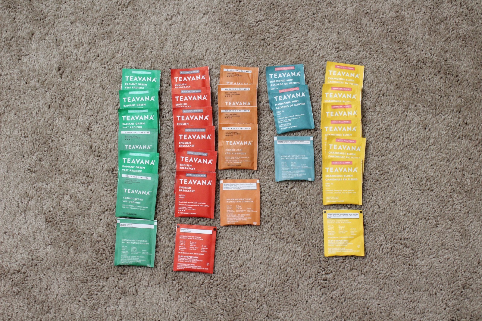 STARBUCKS TEAVANA Tea Bag Lot of 41 Sachets Mix of 5 Flavors for Tea Lovers