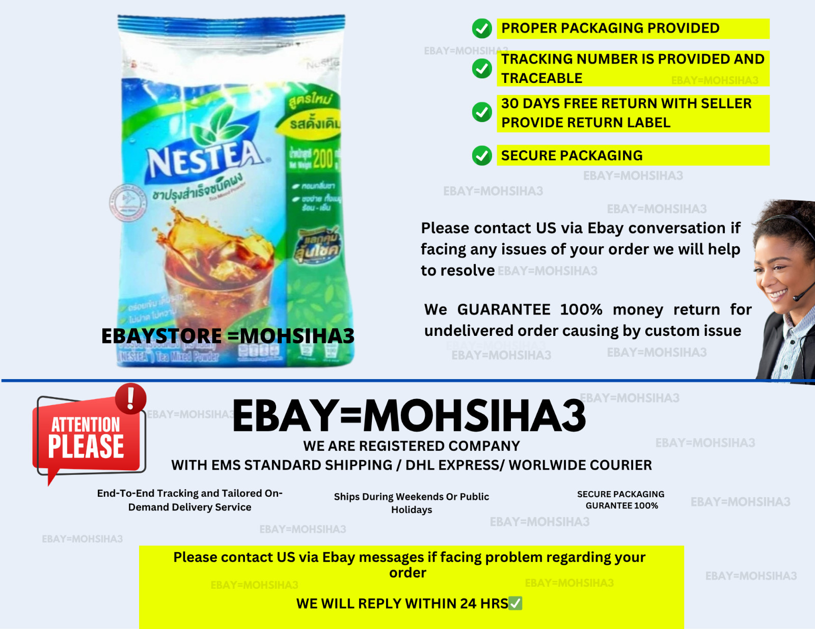 NESTEA Tea Unsweetened Instant Powder Drink Mix Iced Tea Beverage 200g ( X 5 )