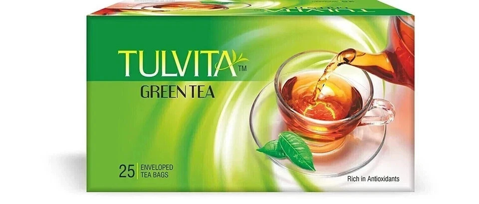 Tulvita Green Tea 25 Enveloped Tea Bags 35G Free Shipping World Wide