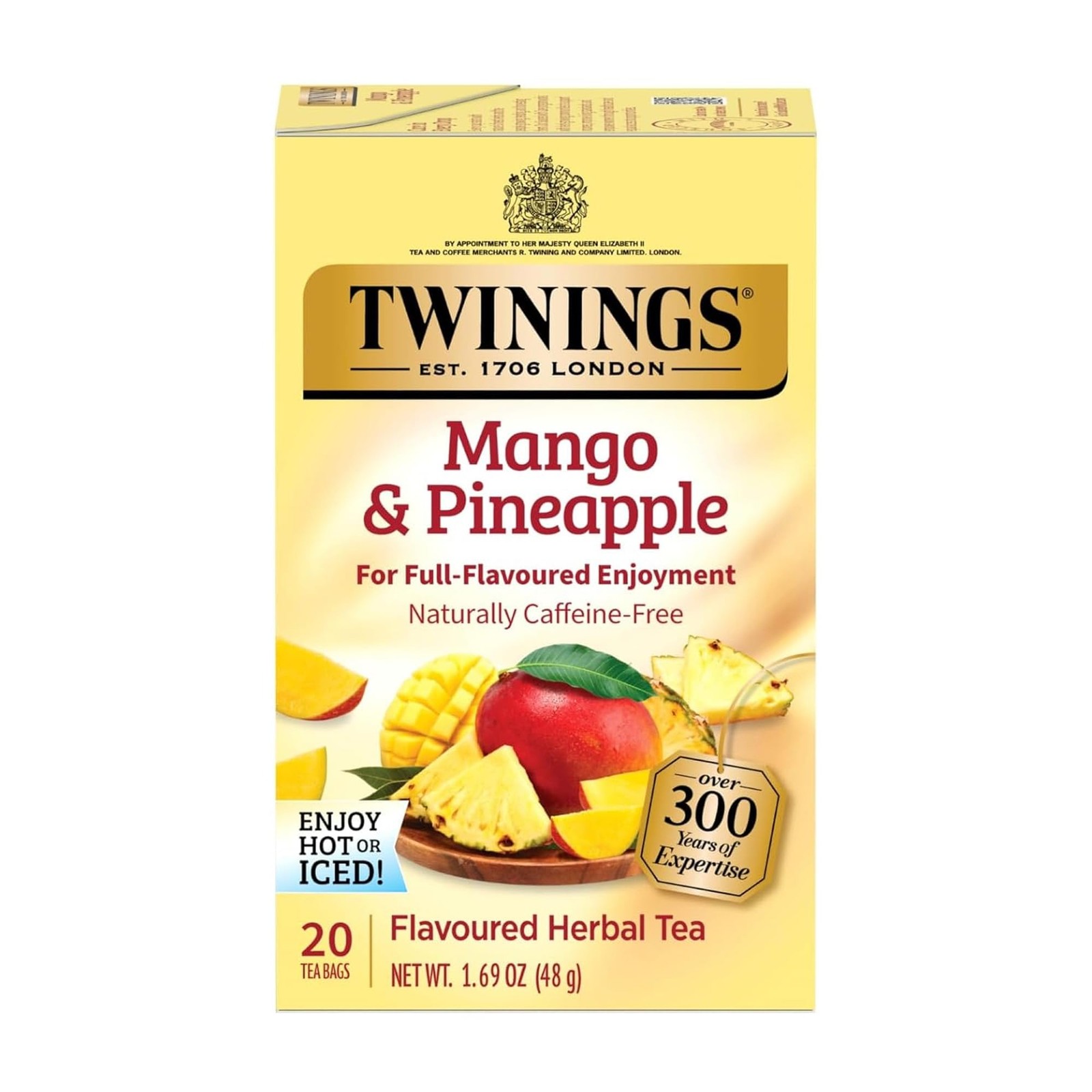 Twinings Mango & Pineapple Herbal Tea Individually Wrapped Bags, 20 Count Pac…