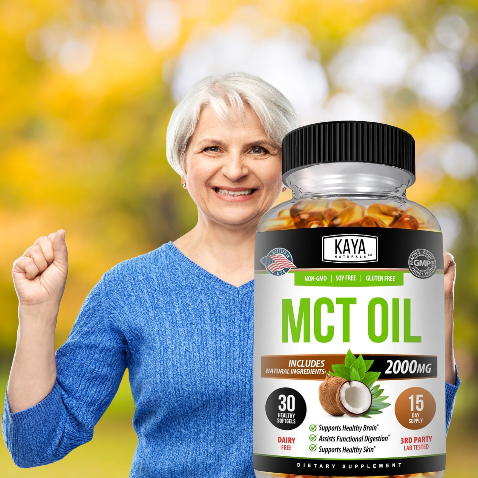 Kaya Naturals MCT Oil 2000mg – Non-GMO, Soy-Free, 30 Count (Pack of 1)