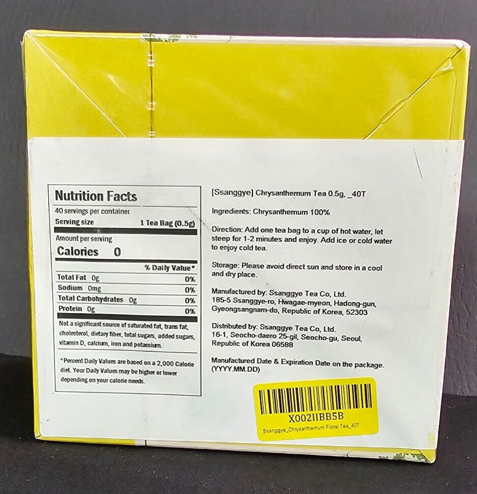 2 Boxes Korea SSANGGYE Chrysanthemum Tea = 40 bags x 2 NIB