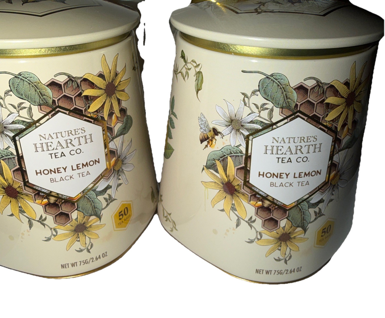NATURE’S HEARTH TEA Co 🫖 HONEY LEMON 🍋 BLACK TEA 100 tea bags-2 tins BB:2028