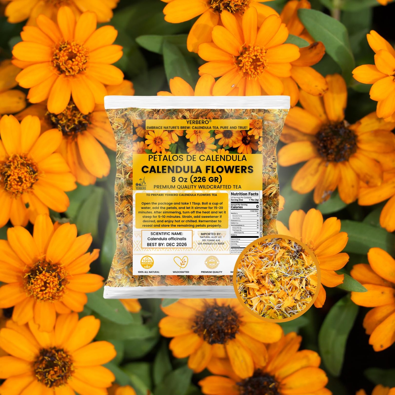 Yerbero Calendula Flowers Loose Herbal Tea 2oz (56g) | Marigold Flowers | Flo…