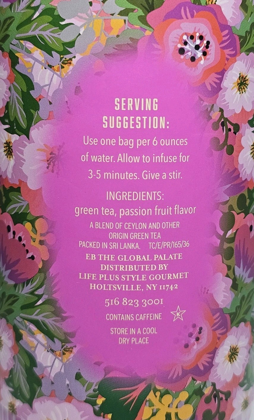 TEA TIME 🫖 CAFFEINATE 🫖 PASSION FRUIT GREEN TEA -2 tubes -100 Tea Bags EX 2028