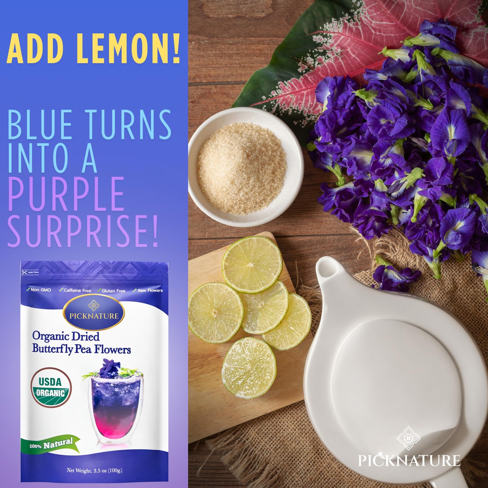 Butterfly Pea Flower Tea Loose Leaf – Herbal Blue Tea Gifts 100+ Cups