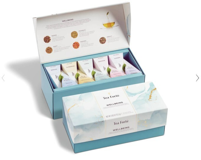 TEA FORTE, “Wellbeing” Tea Tasting Assortment Presentation Box, 20 Tea Infusers