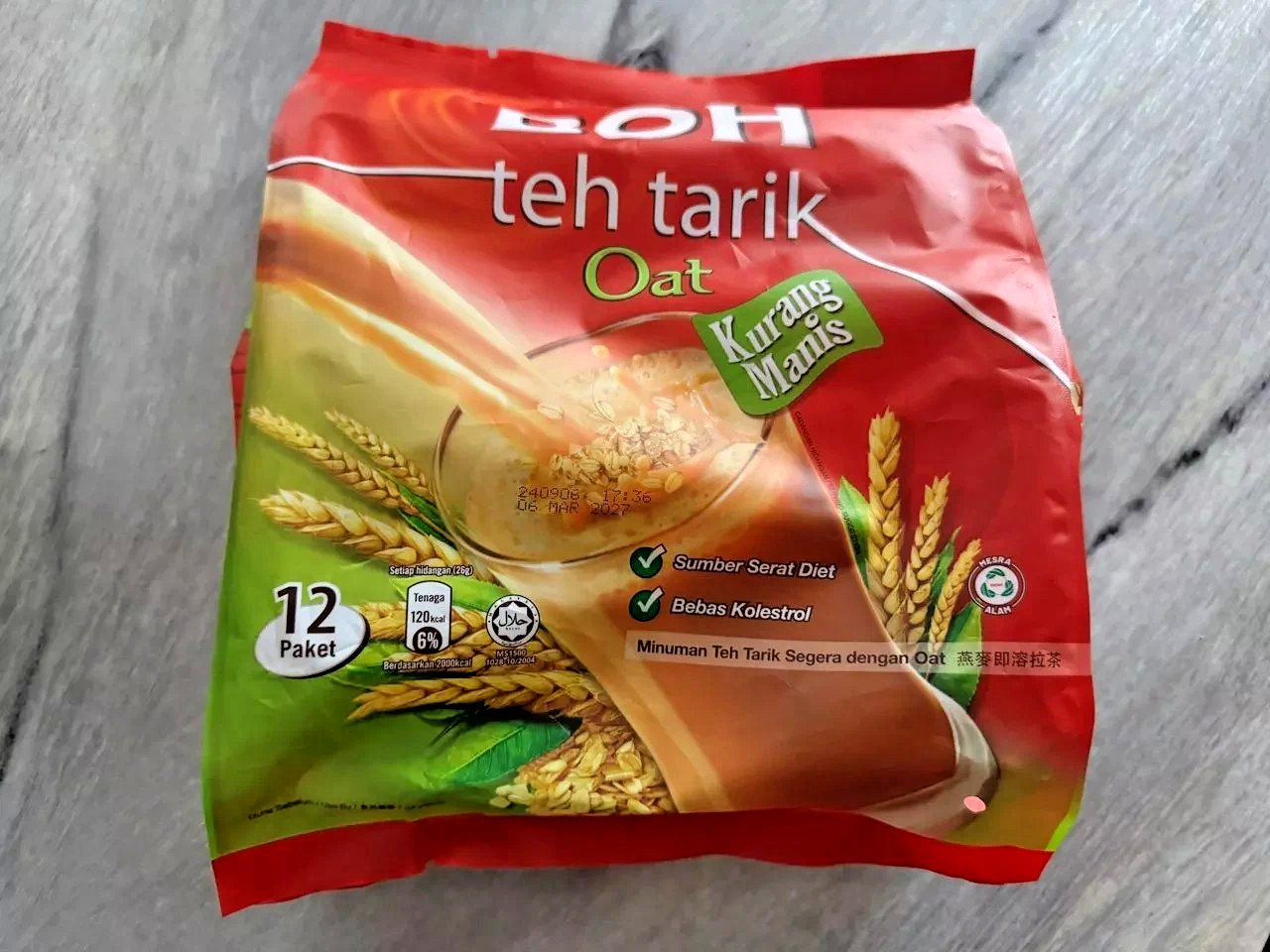 Boh Instant Tea Oats Less Sugar / Teh Tarik Oats 26g x 12s – 2 Pack (FEDEX/DHL)