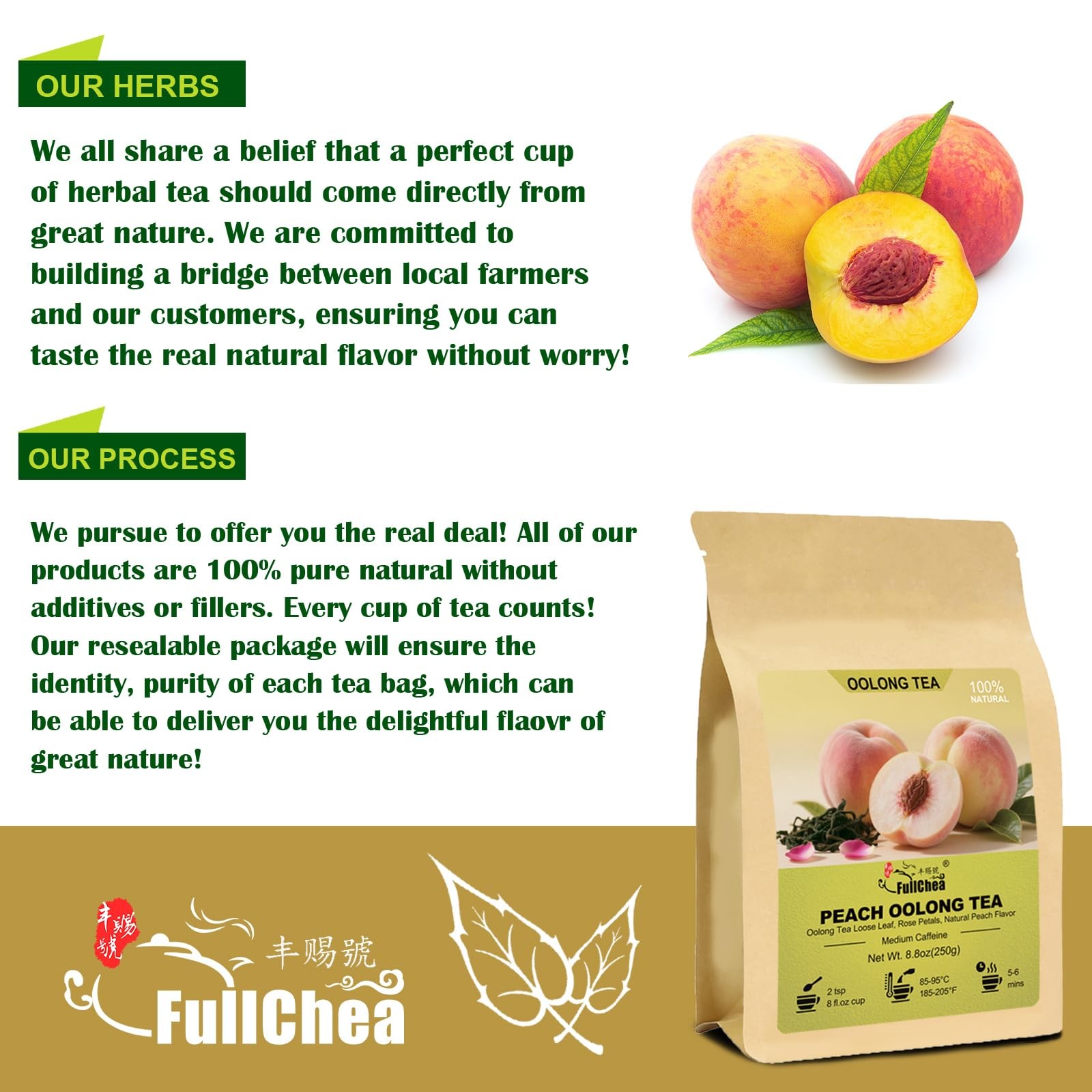 FullChea Taiwan Peach Oolong Tea Loose Leaf 8.8oz / 250g Dongding High Mou…
