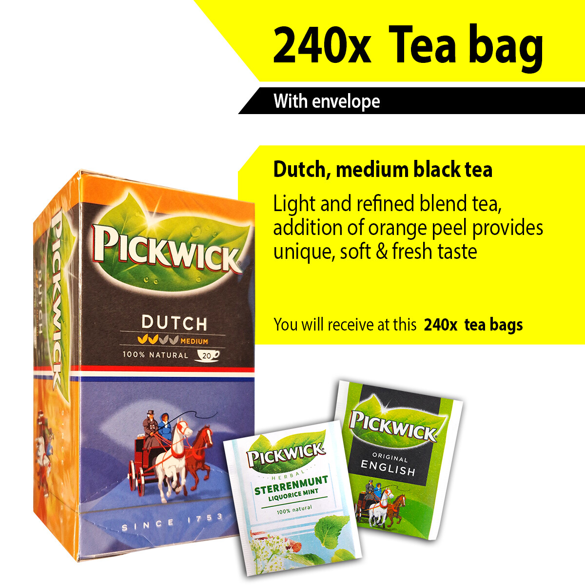 FREE SHIPPING 240x Pickwick tea envelope – herbal, spices, mint Turkish apple