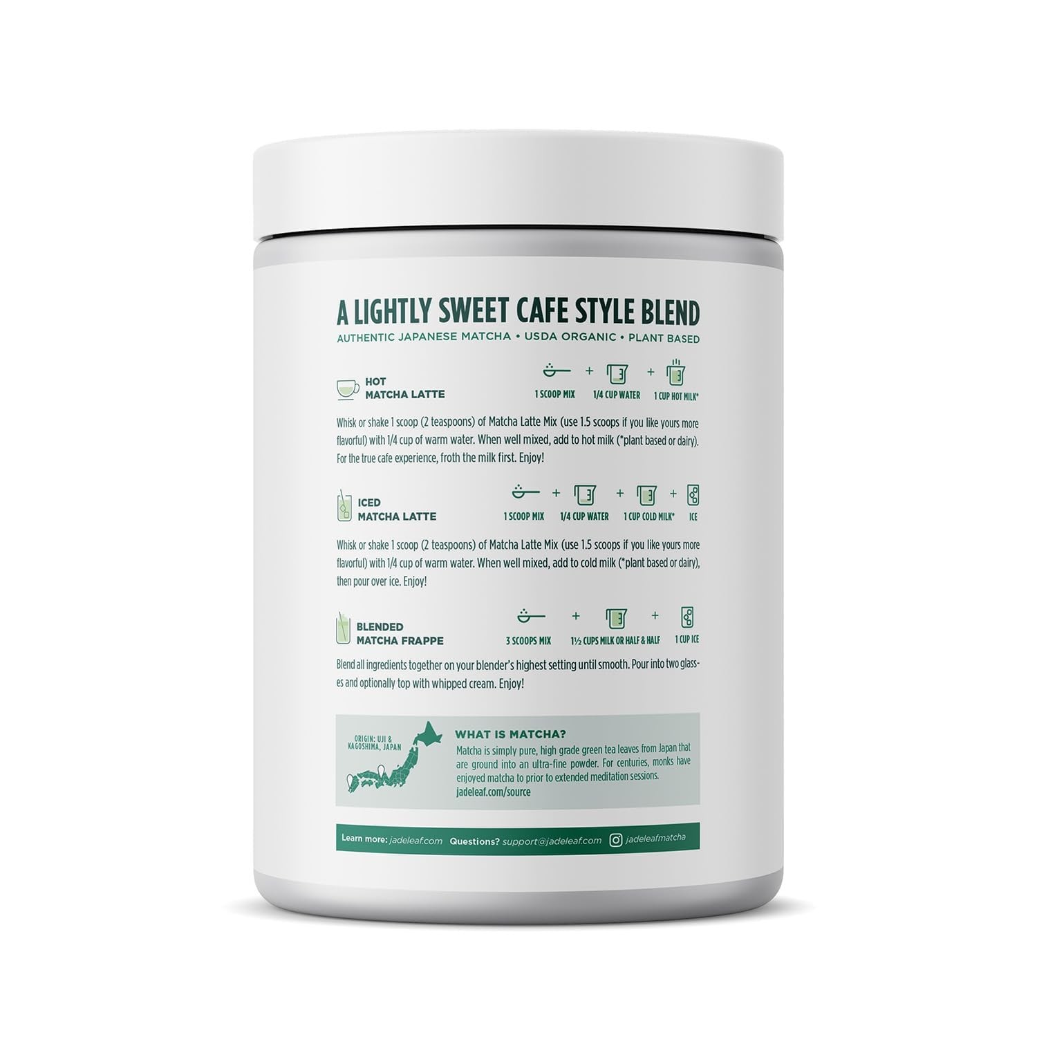 Jade Leaf Matcha Organic Cafe Style Sweetened Matcha Latte Green Tea Powder P…