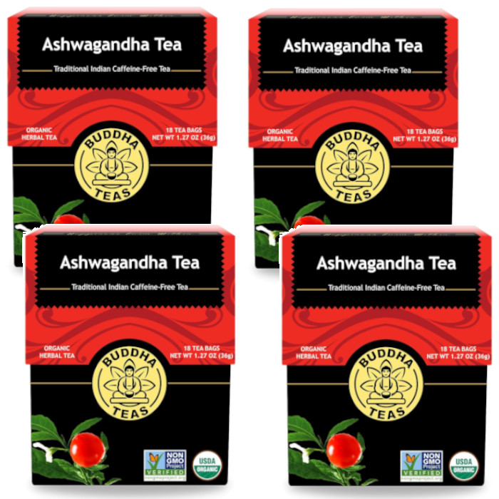 Buddha Teas Organic Herbal Tea Ashwagandha 18 Packets Each (Pack of 4)
