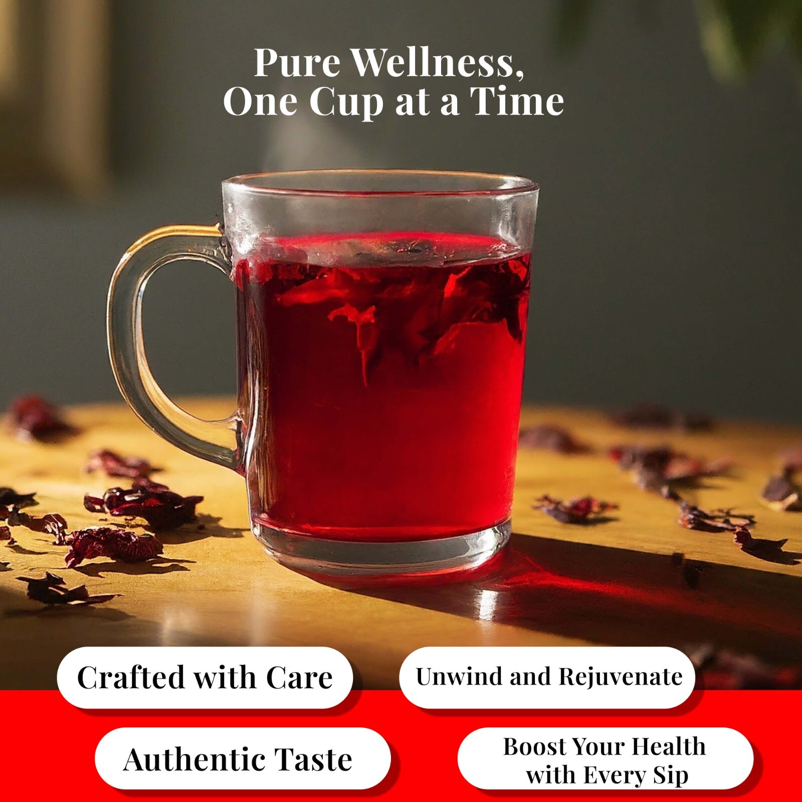 75 Hibiscus Tea Bags, All Natural Hibiscus Flower Tea, Perfect For Iced Tea.