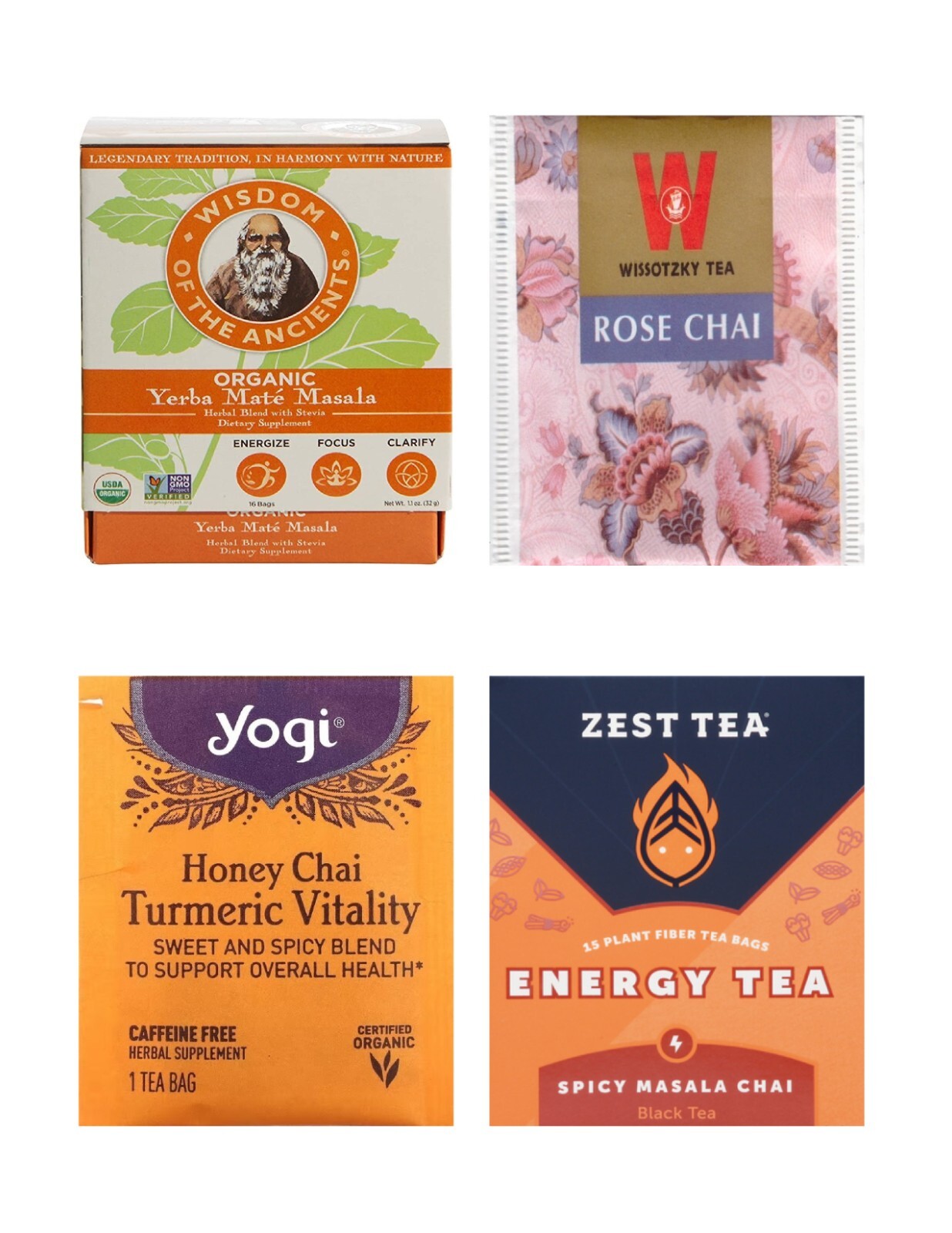 Flavored Chai Tea Bag Sampler Variety Pack – 24 Single-Serve Varieties