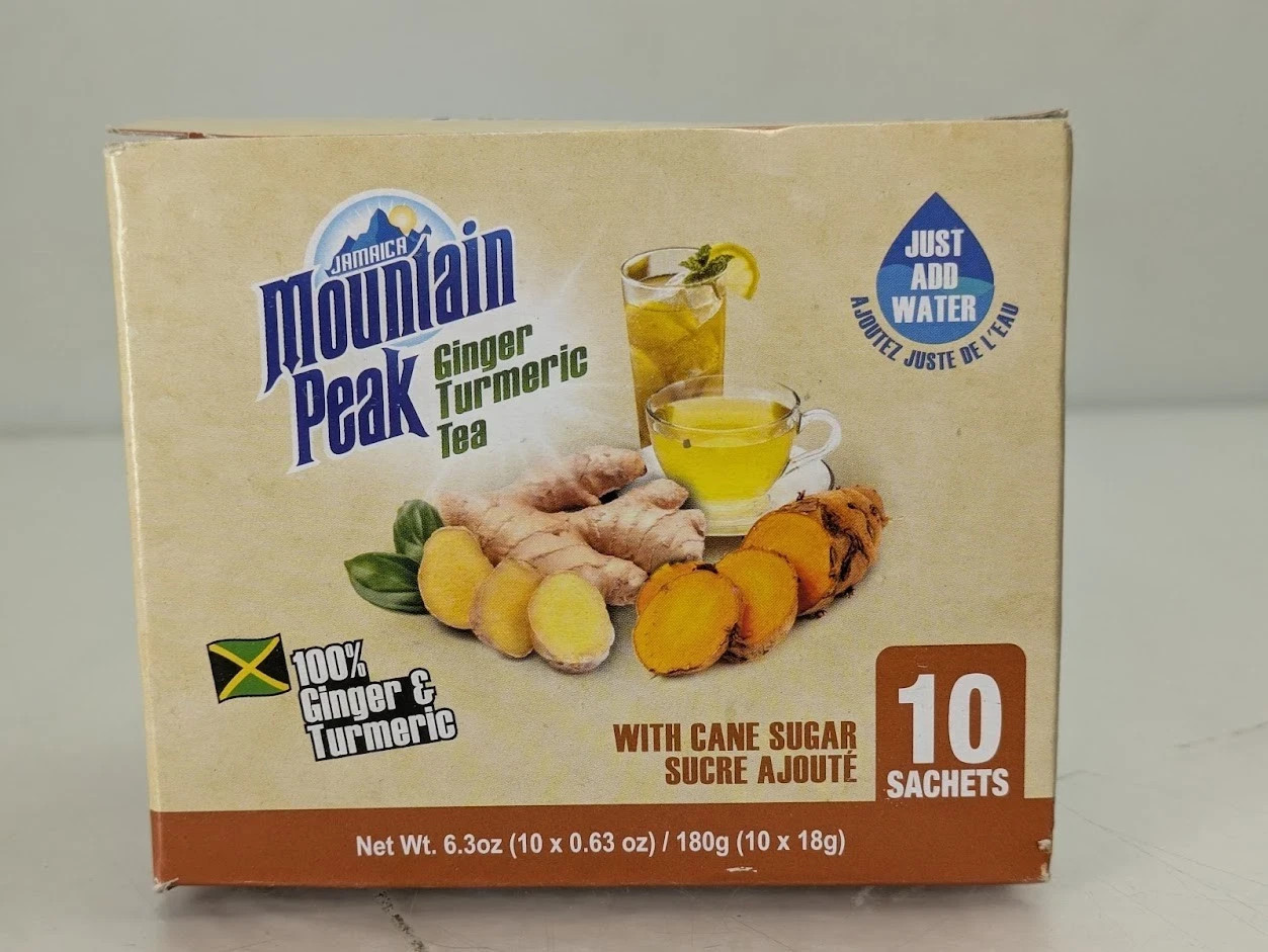 Jamaica Mountain Peak Ginger Turmeric Tea Keto Gluten-Free 20 Sachets Total