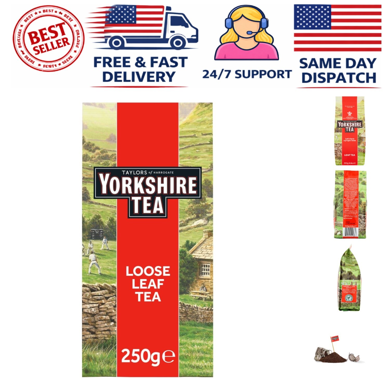 Caffeinated Yorkshire Red Loose Leaf Tea – 8.8 Ounces for Hot or Iced Enjoyment