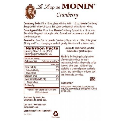 Monin Cranberry Syrup (750mL), H-Cranberry