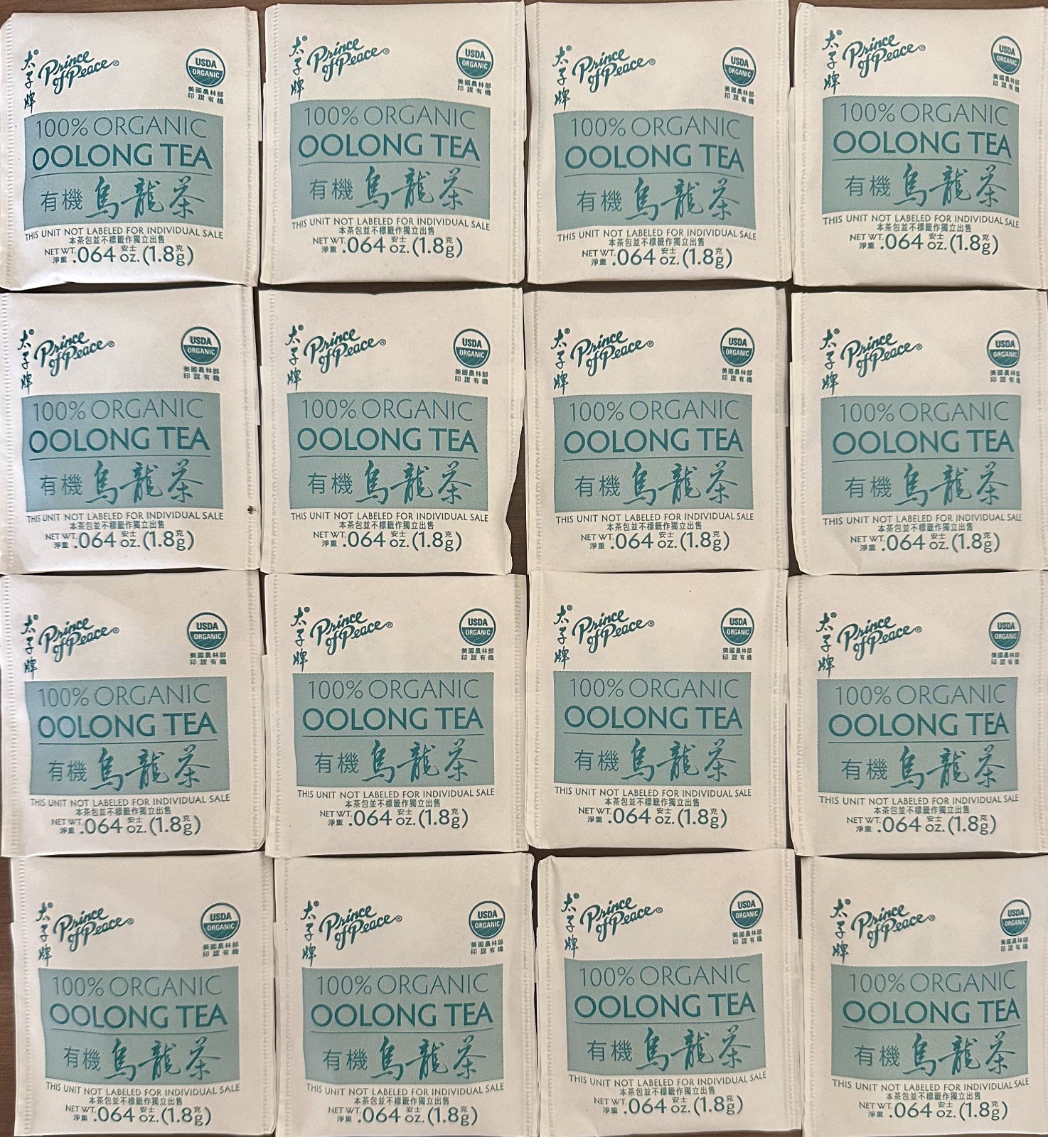 Prince of Peace Assorted Organic Tea 16 Ct White Tea, 16 Ct Oolong Tea