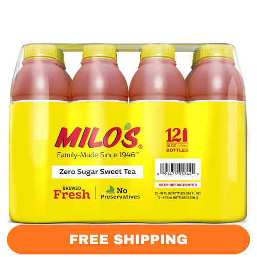 Milo’s Zero Sugar Famous Sweet Tea 16 fl oz Bottles 12 Pack No Sugar Iced Tea Dr