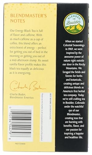 Tea Energy Black Tea With Vanilla 12 Count Caffeine Boost Gluten Free Nongmo