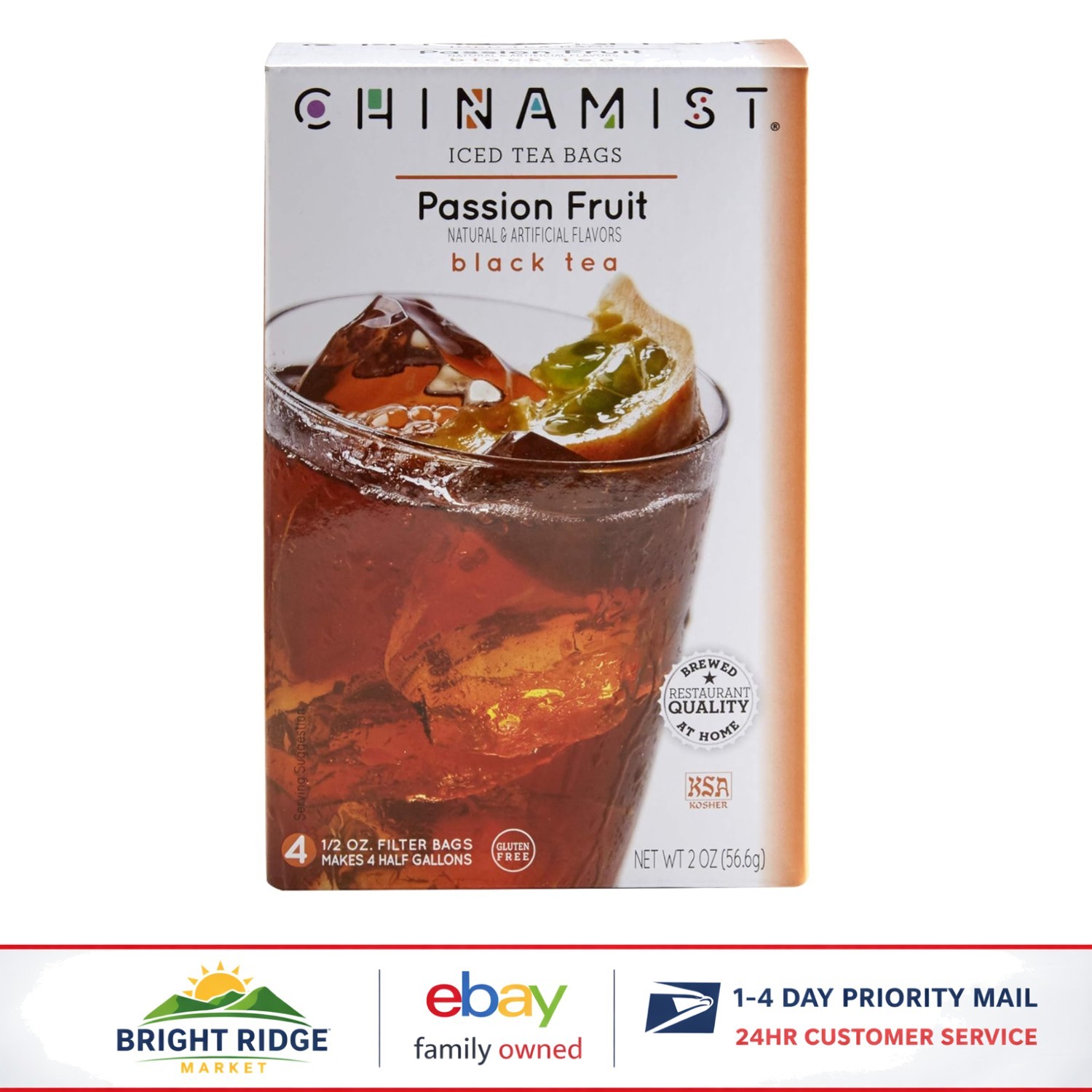 Natural Sweet Passion Fruit Iced Tea Bags – 4 Count for Refreshing Beverage
