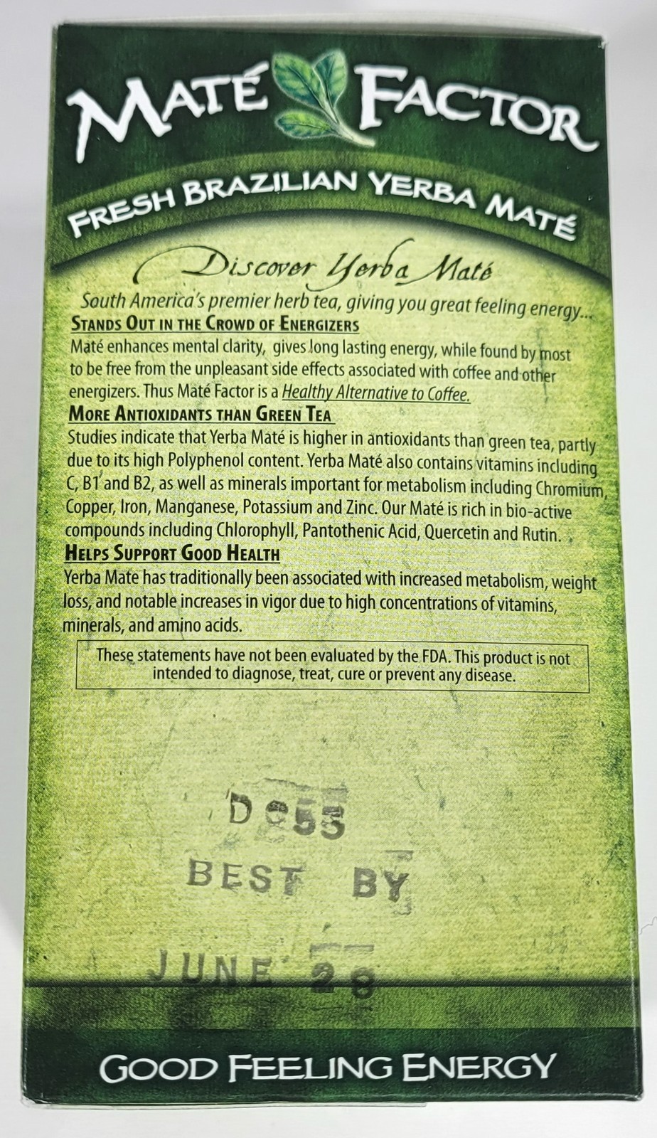 Two Boxes Organic Yerba Mate, Fresh Green, 24 Tea Bags Per Box, 2.96 oz (84 g)